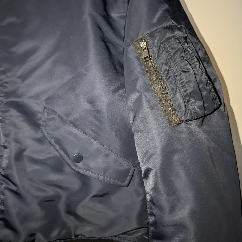 Theory Flight Slim-Fit Bomber Jacket navy blue sz LRG - Picture 5 of 7